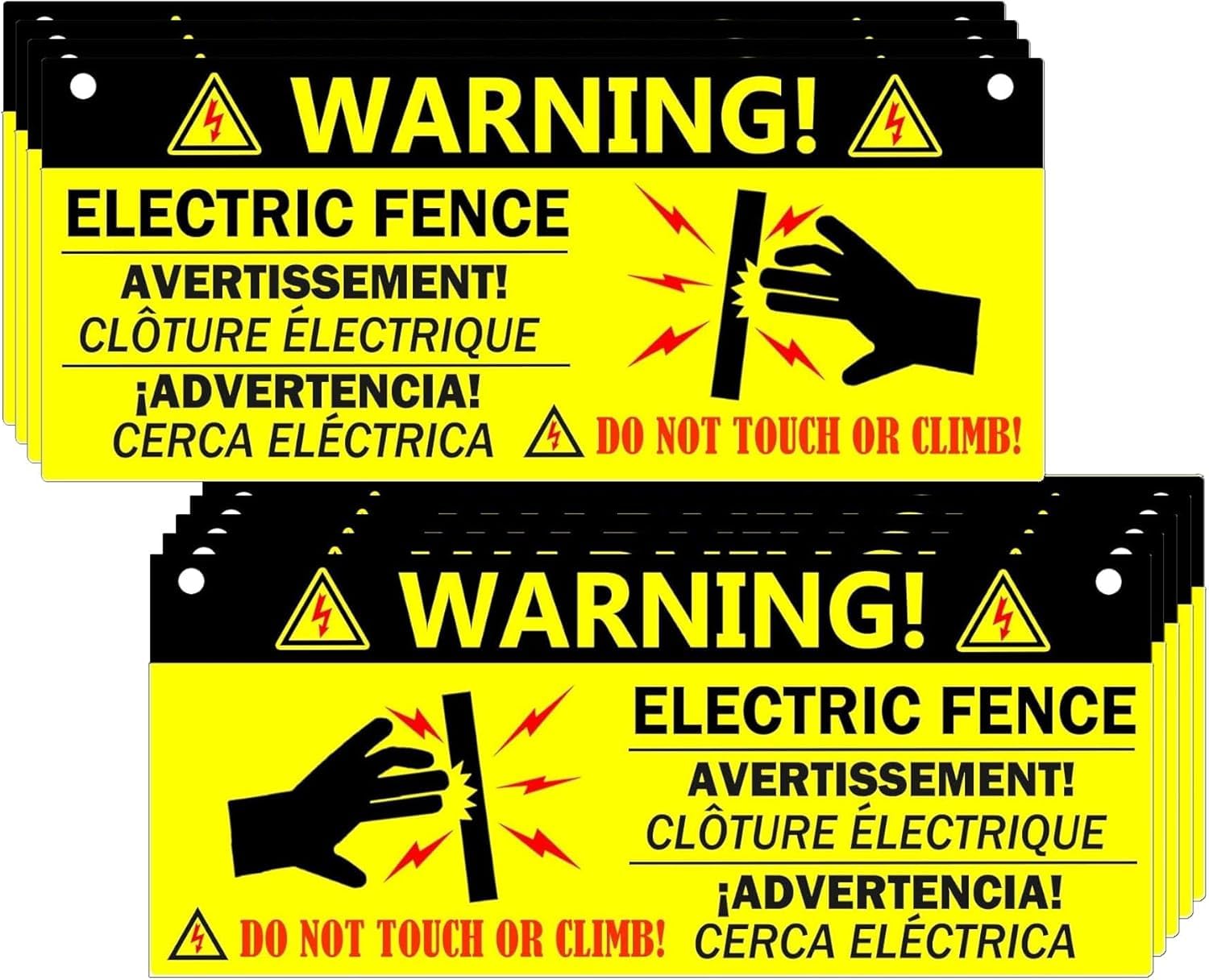 Pop Resin Electric Fence Warning Signs 10 Pcs Plastic Safe Caution Sign