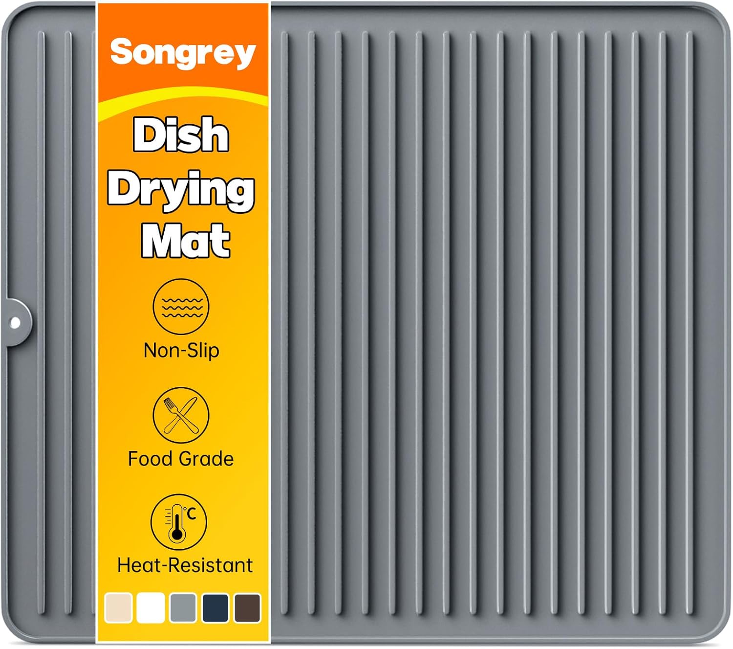 Songrey 18x16 Silicone Dish Drying Mat - Heat Resistant Kitchen Counter Pad, Sink Drying Rack Mat, Multi-Use Trivet & Coffee Bar Mat