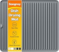 Songrey 18x16 Silicone Dish Drying Mat - Heat Resistant Kitchen Counter Pad, Sink Drying Rack Mat, Multi-Use Trivet & Coffee Bar Mat
