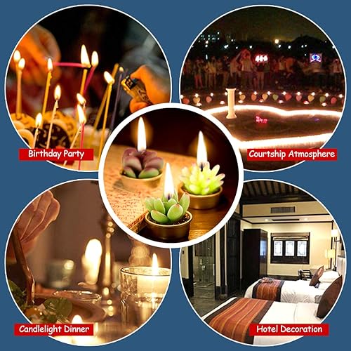 Miniatura 7 de Glarks - Paquete de 12 velas artificiales de suculentas, hechas a mano, velas de cactus, velas de té para fiesta de cumpleaños, día de San Valentín,