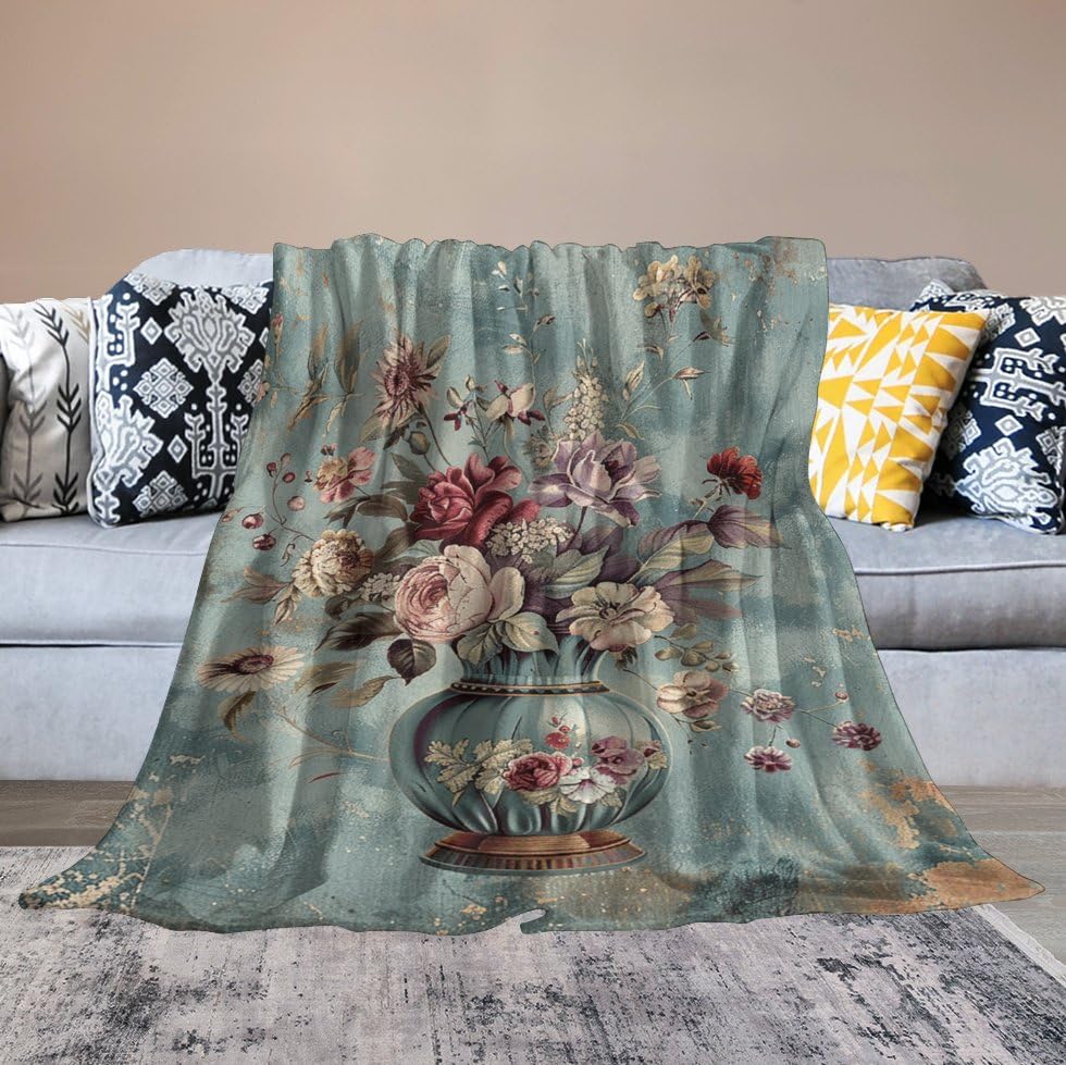 Couverture micro polaire fleurie pour vos soirées sur le canapé