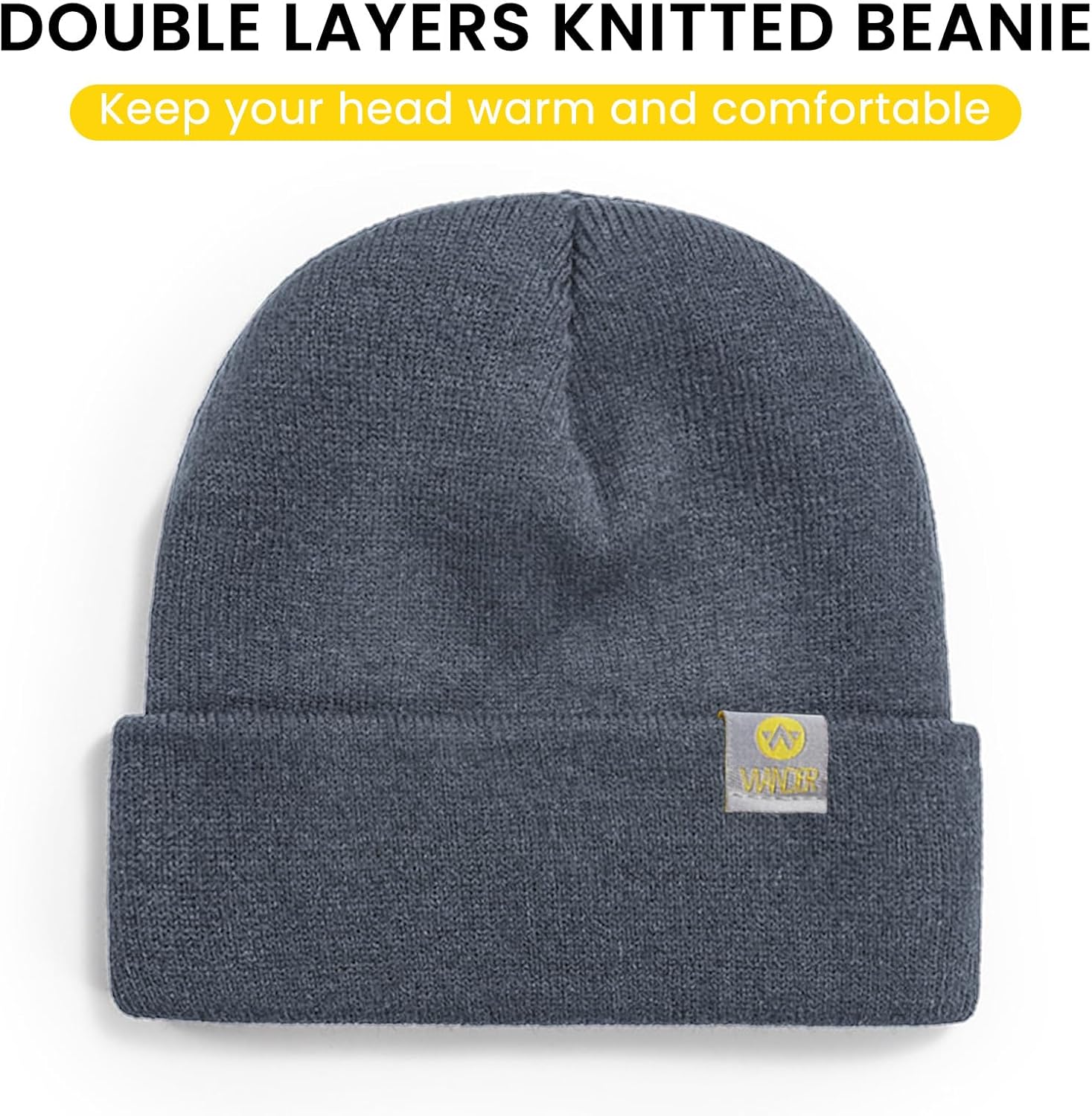 WANDER Beanie Hat for Men Women Winter Soft Hat Cuffed Beanie Warm Stretchy Knitted Skull Cap - Image 5