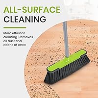 Vista 5 de Green Indoor Broom 54" Long Handle House Broom for Floor Cleaning Sweeping Broom for Kitchen, Garage, Lobby, Patio and Garden