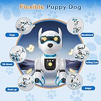Vista 3 de OKK Perro Robot para Niños, Perro de Control Remoto y Toque con Interacción por Voz, Robot Programable con Show de Imitación, Perro Electrónico que