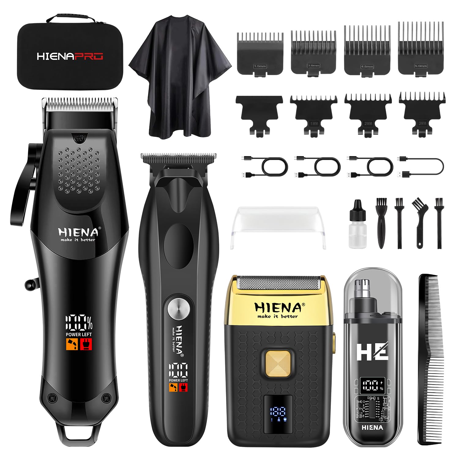 Professional Hair Clipper Set for Men, Cordless Barber Clippers Set and Trimmer Kit, Foil Shaver & Men’s Facial Grooming Tool, USB