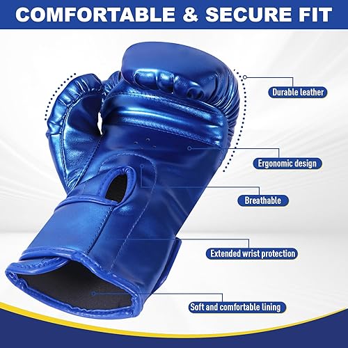 Miniatura 5 de Juego de guantes de boxeo para niños y niñas de 3-5-8-12 años, guantes de entrenamiento y entrenamiento juvenil para saco de boxeo, kickboxing, MMA