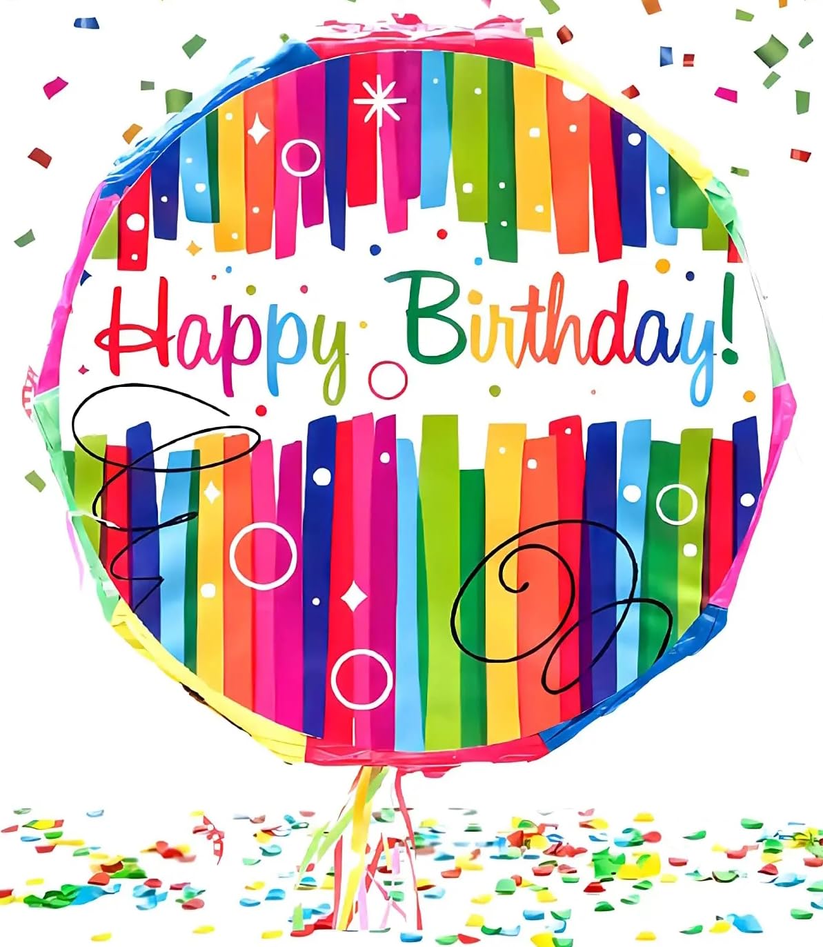 Happy Birthday Pinata for Kids Parties – Colourful Pull String Piñata with Fillable Design – Safe Hanging Party Game for Children – Large 44cm Kids Birthday Pinatas Decoration for Boys and Girls