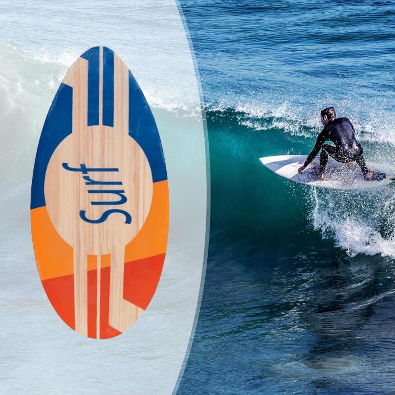 Amagogo Skimboard, Surfbrett Erwachsene, Surfboard Holz, Skimboarding, Stehendes Strandspielzeug, Skimboard für Männer, Frauen, Anfänger