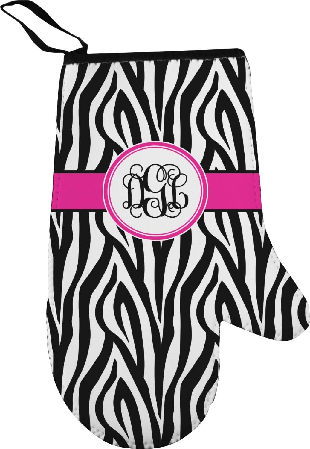 Personalized Zebra Print Right Oven Mitt & Pot Holder Set w/Monogram