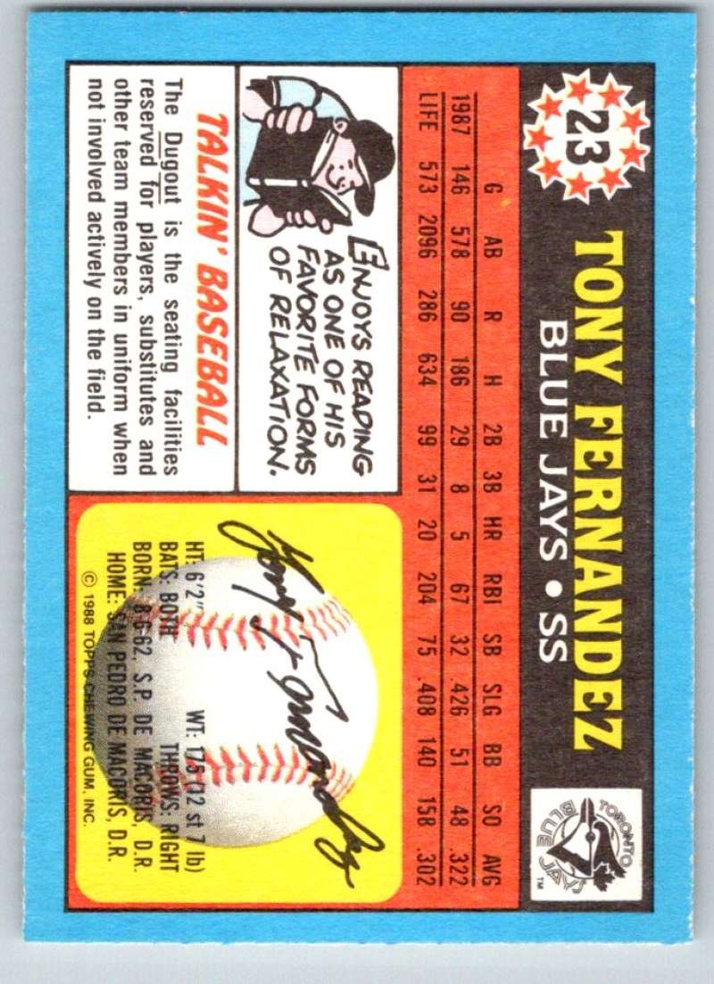 Amazon.com: 1988 Topps UK Minis Baseball #23 Tony Fernandez Toronto Blue  Jays Official MLB Trading Card From The Topps Company : Collectibles & Fine  Art