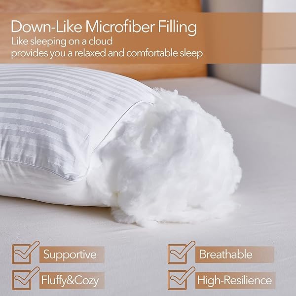 Adam Home Pillows 4 Pack Hotel Quality Side Sleeper Bounce Back Bed Pillow Hypoallergenic & Anti Dust Mite Resistant Premium Filled Hotel Pillows Pack of 4 - 3