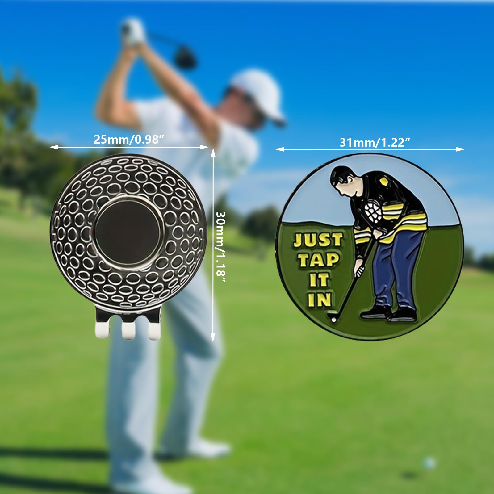 LuxeGlee Golf Ball Markers with Magnetic Hat Clip 3PCS, Happy-Gilmore Golf Accessories for Hats Gloves, Bags - Image 2