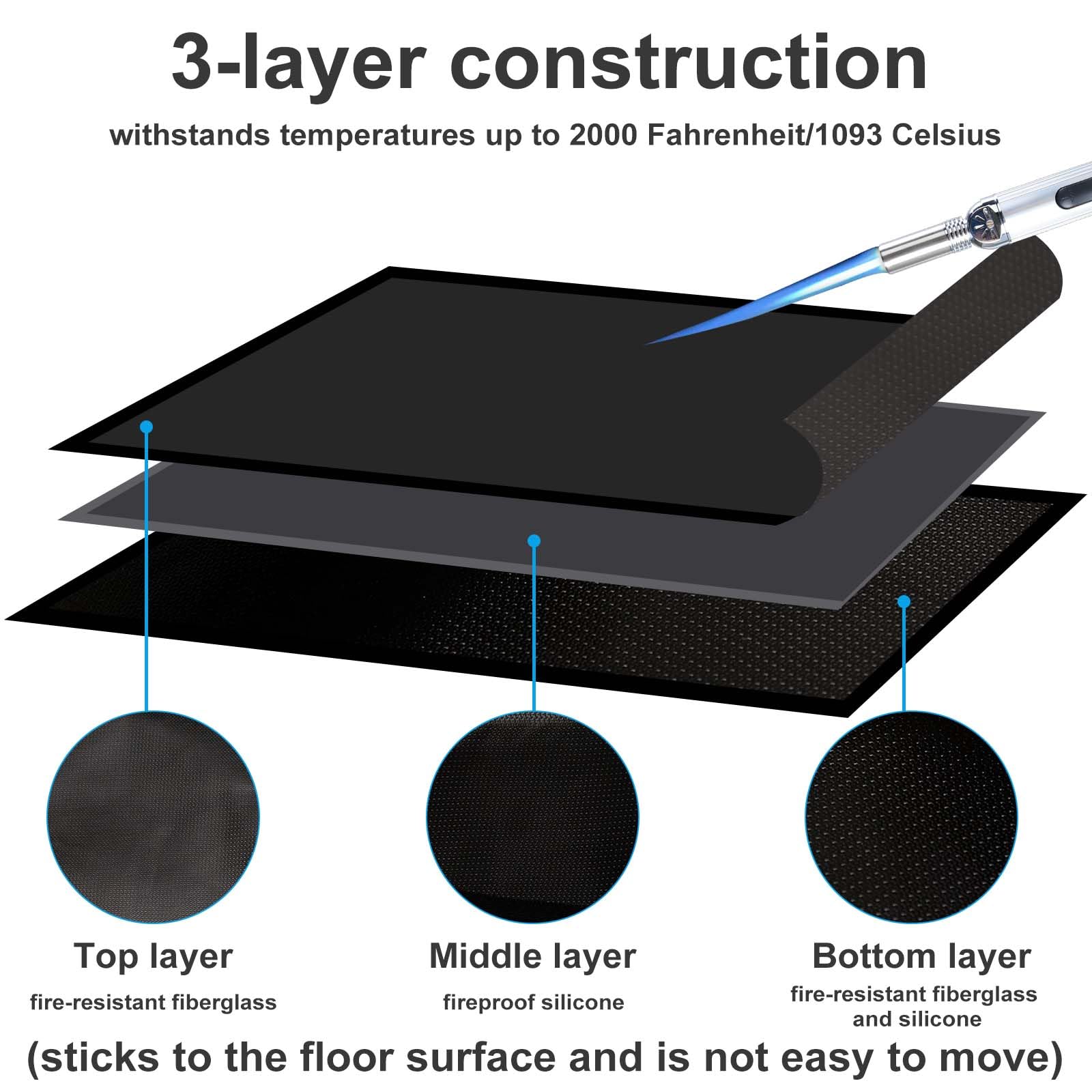 Tappetino Antifuoco Per Camino 107x60cm - In Fibra Di Vetro, Resistente Fino A 1093°C, Per Interni/Esterni - Foto 5