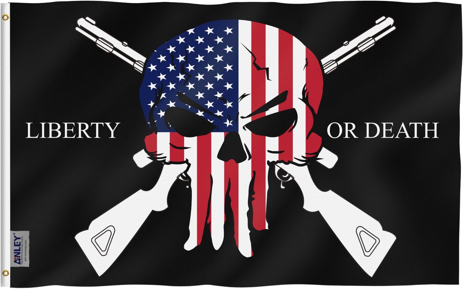 Anley Fly Breeze 3x5 Foot Liberty or Death 1789 Flag - Vivid Color and Fade proof - Canvas Header and Double Stitched - Skull Flags Polyester with Brass Grommets 3 X 5 Ft