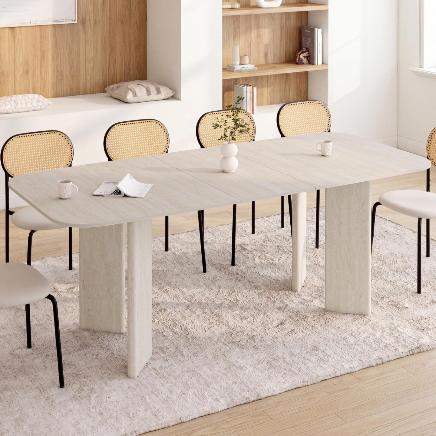 IDMarket - Table à Manger Extensible rectangulaire Arrondie Capucine
