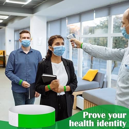 Miniatura 5 de Tudomro Paquete de 1200 pulseras de papel de plástico para eventos, fiestas de neón, pulseras de colores, impermeables, de identificación de