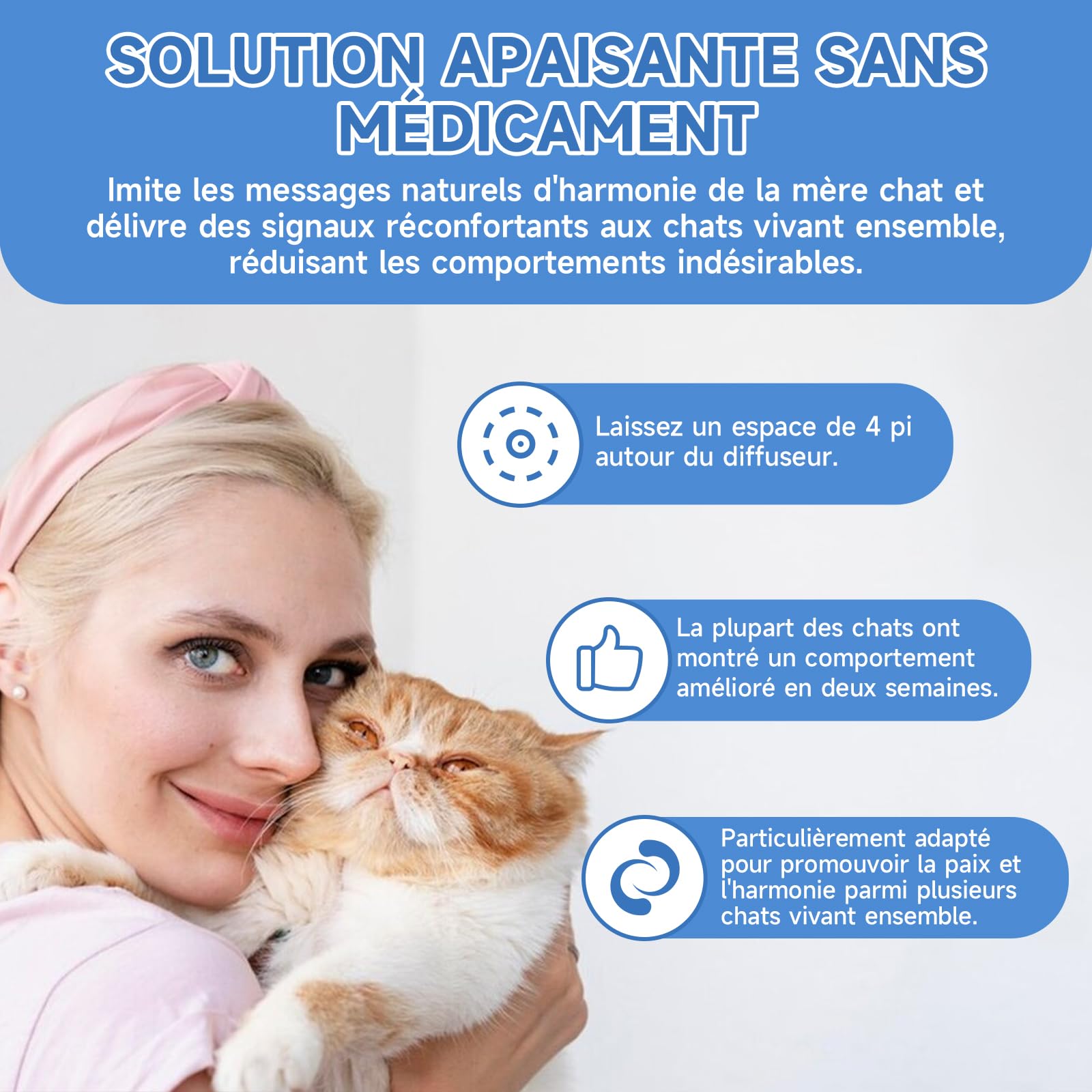 VICSOM Diffuseur Pheromones Chat 6 en 1, 120 Jours Diffuseur Chat Anti Stress, Phéromones pour Chat pour Relaxation, Réduisent l'Anxiété, Diffuseur Feromone pour Chat(1 Diffuseur + 4x48ml Recharges)