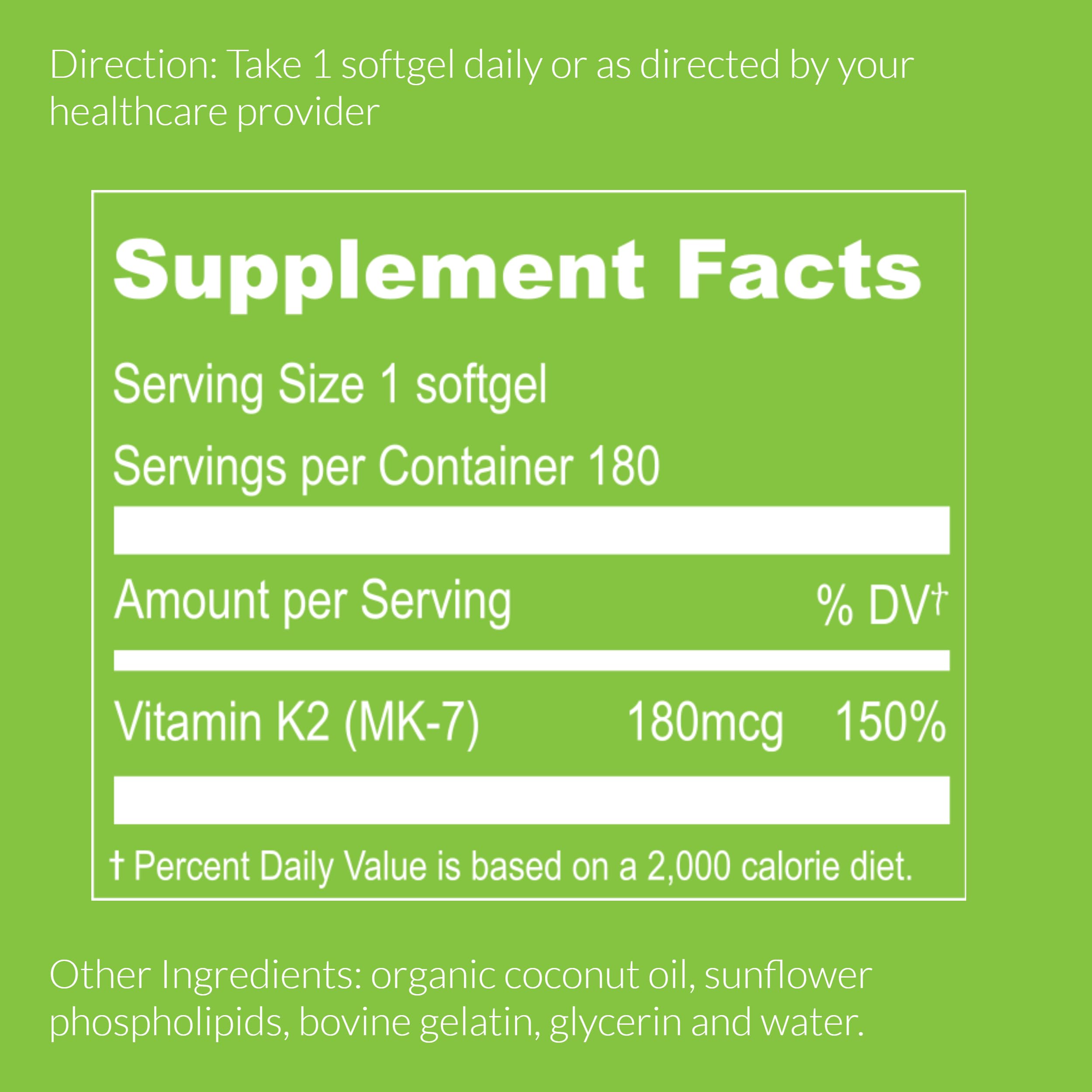 UpNourish Liposomal Vitamin K2 MK7 180 mcg - 180 K2 Vitamin Supplement Softgels for Women and Men - VIT K2 MK-7 with High Absorption — Amazon image 4