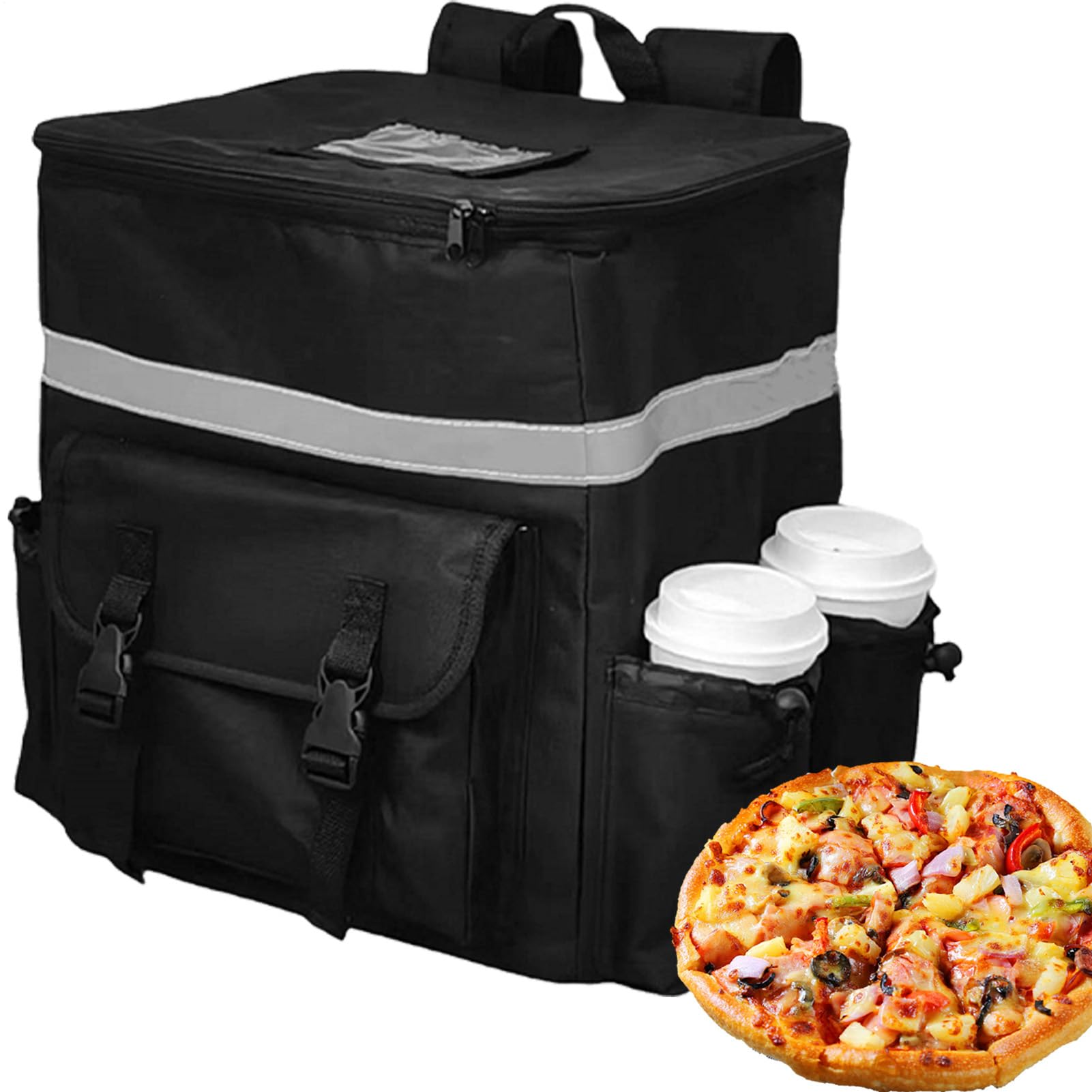 Borsa di consegna isolata per cibi caldi - zaino snack impermeabile con | tasche da 4 tazze | Grande vettore alimentare termico durevole per campeggio, spiaggia, picnic, uso domestico e consegna di c