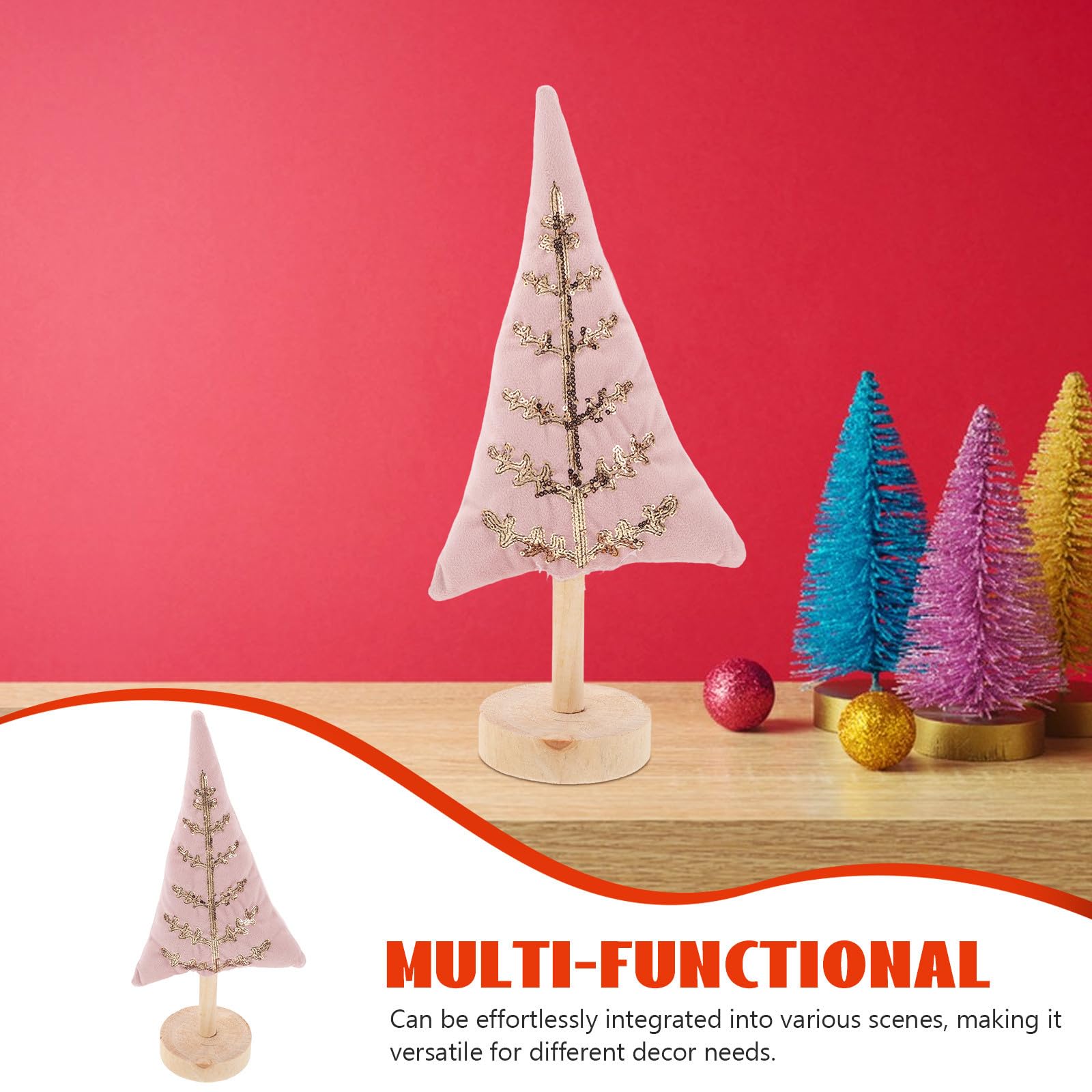 Toyvian 2 Piezas Pequeño Adorno Árbol Navidad Rosa Decoración Mesa Foto
