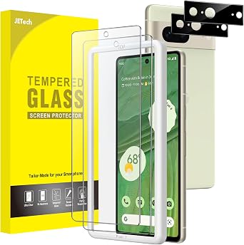 JETech Tempered Glass Screen Protector and Camera Lens Protector for Google Pixel 7, Guide Frame Included, Fingerprint ID Compatible, HD Clear, 2+2 Pack