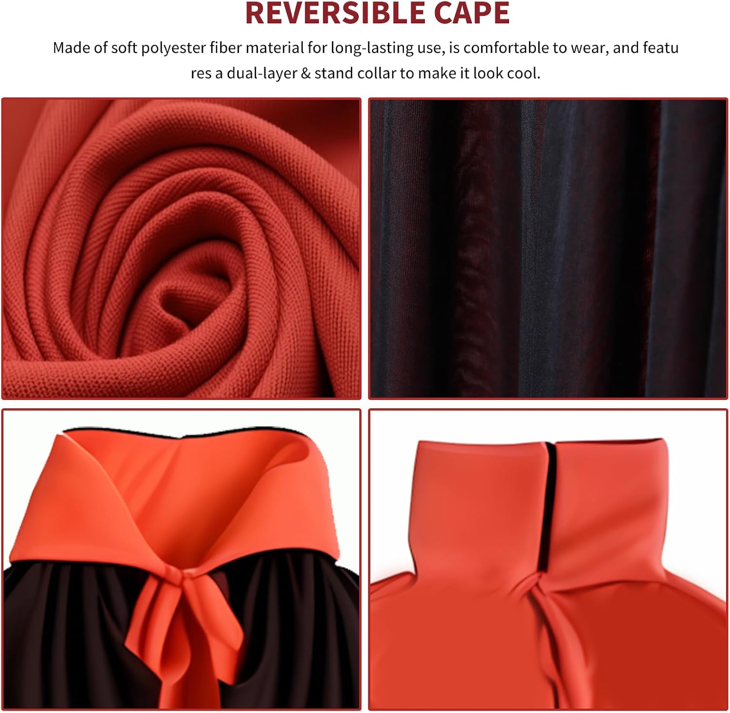 55''Adult Cloak Capes with Tattoo Scar Reversible Costume Women Men Cloak Red and Black Cape Costume Supplies Dress Up