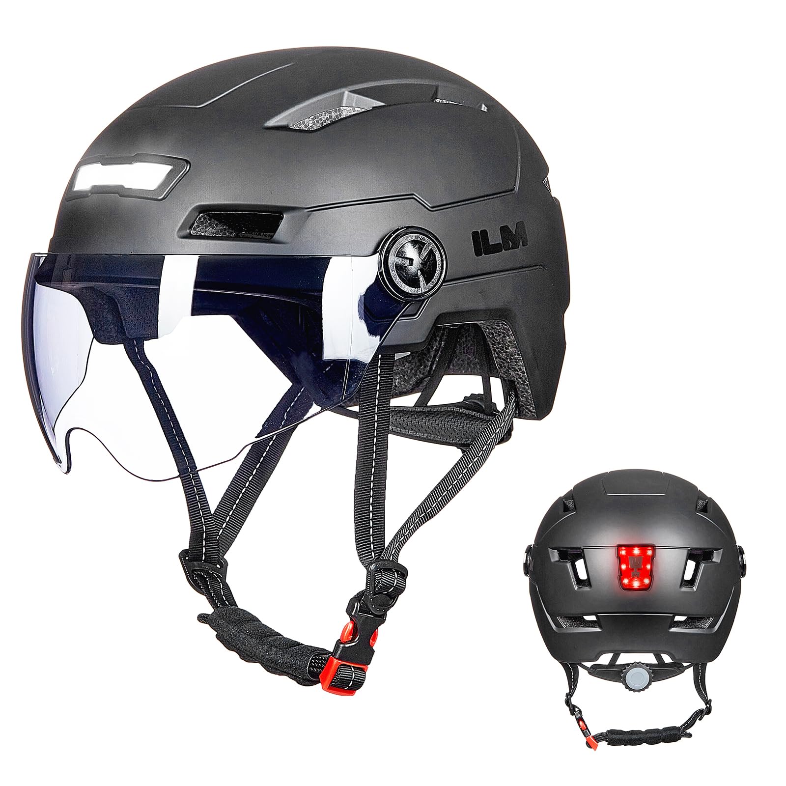 ILM Adult Bike Helmet with USB Rechargeable LED Front and Back Light Mountain&Road Bicycle Helmets for Men Women Removable Goggle Cycling Helmet E3-10L(Gray, X-Small) : Sports & Outdoors