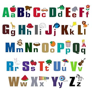 Amazon Com A To Z Wall Stickers Peel And Stick Alphabet Abc Children S Wall Decals Large Wall Stickers Removable Repositionable Kids Bedroom Nursery Playroom Sturdy Vinyl Won T Rip Or Tear Baby