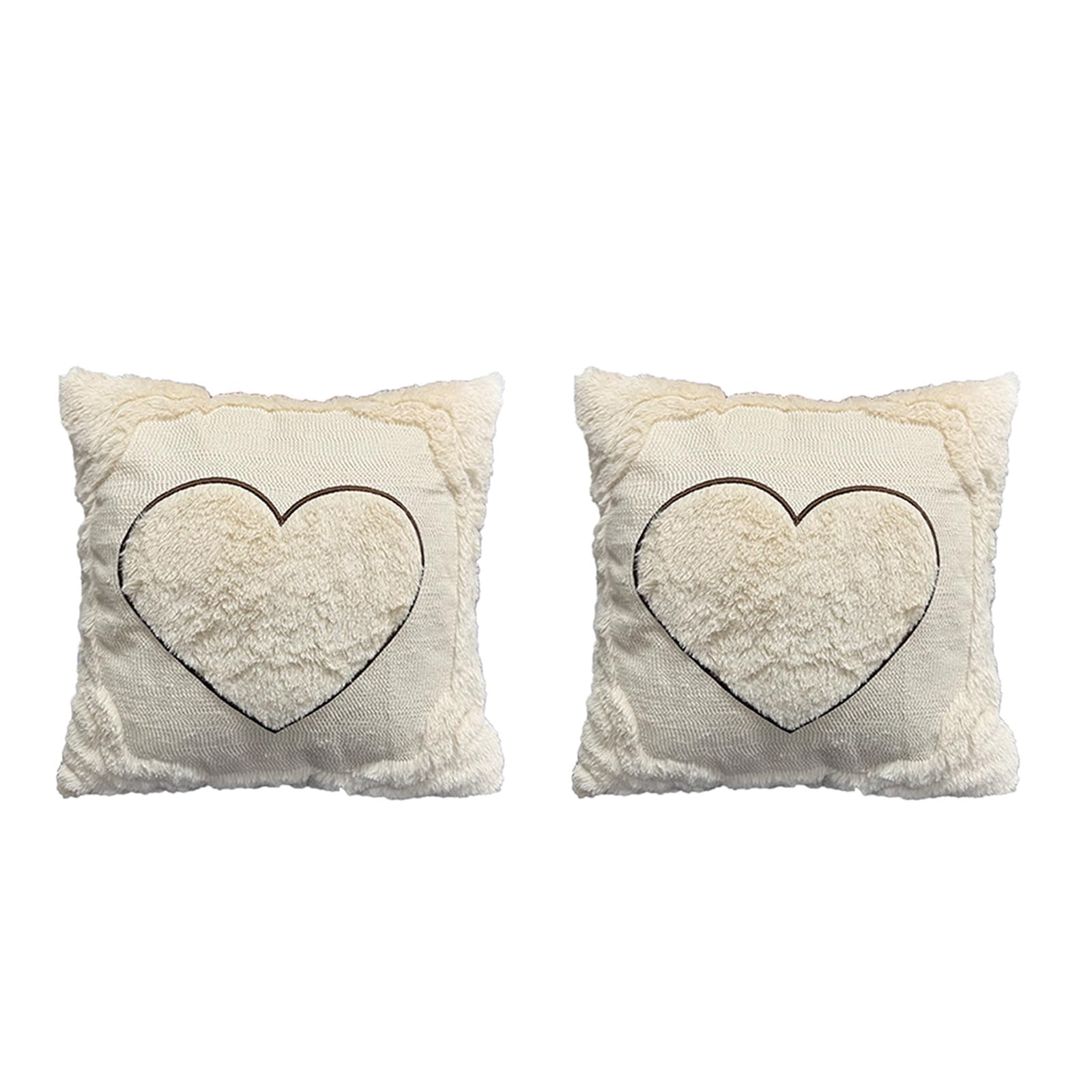 Kaeltsyn 2Pcs 45x45cm Throw Pillow Covers with Zippers Valentines Day Love Heart Plush Textured Square Cushion Covers Pillowcases Sofa Pillow Cover