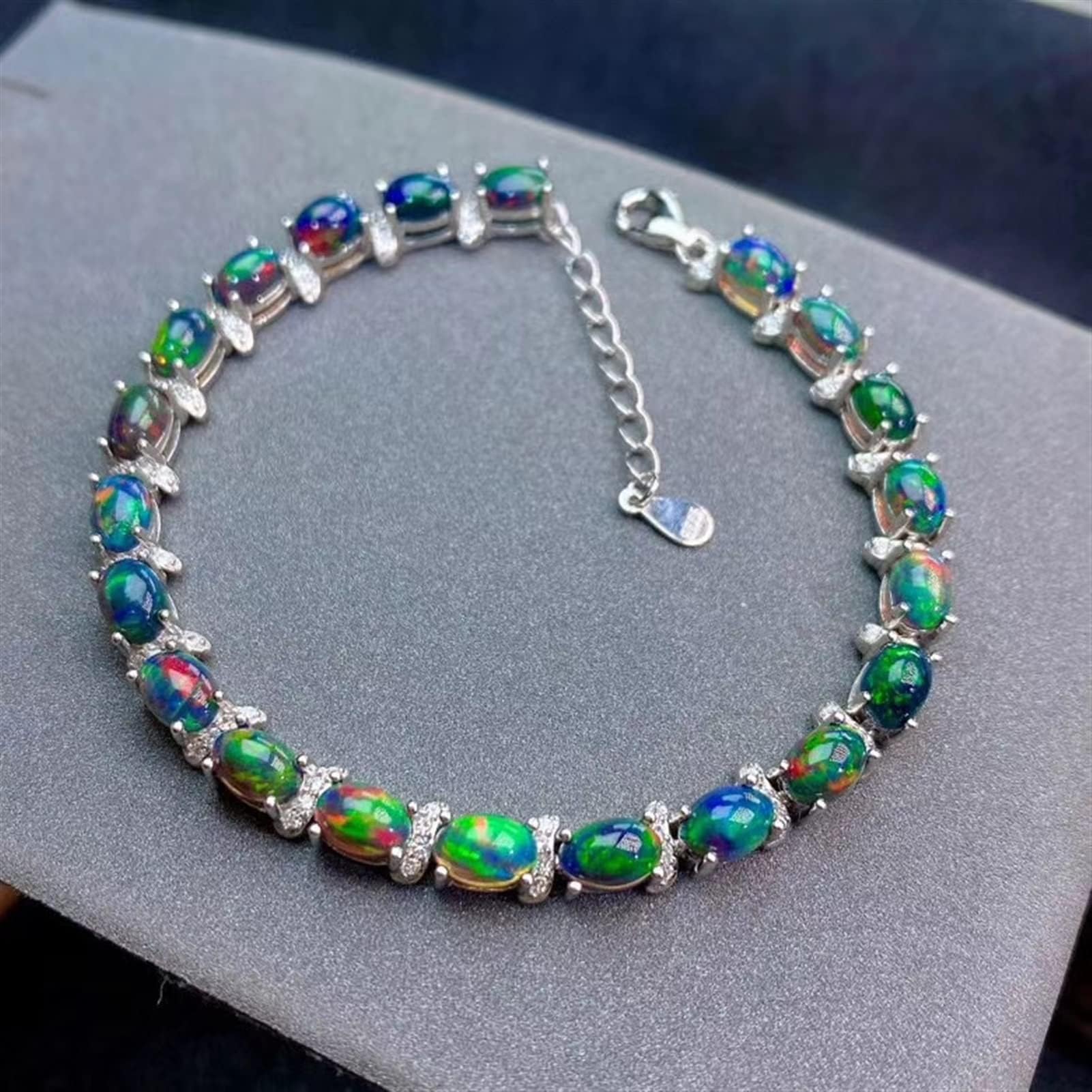 CXYWBD black opal chain bracelet natural real black opal 925 jewelry gifts for her
