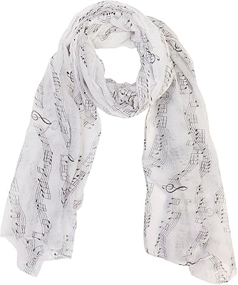 WrapablesÂ® Lightweight Musical Notes Long Scarf, White