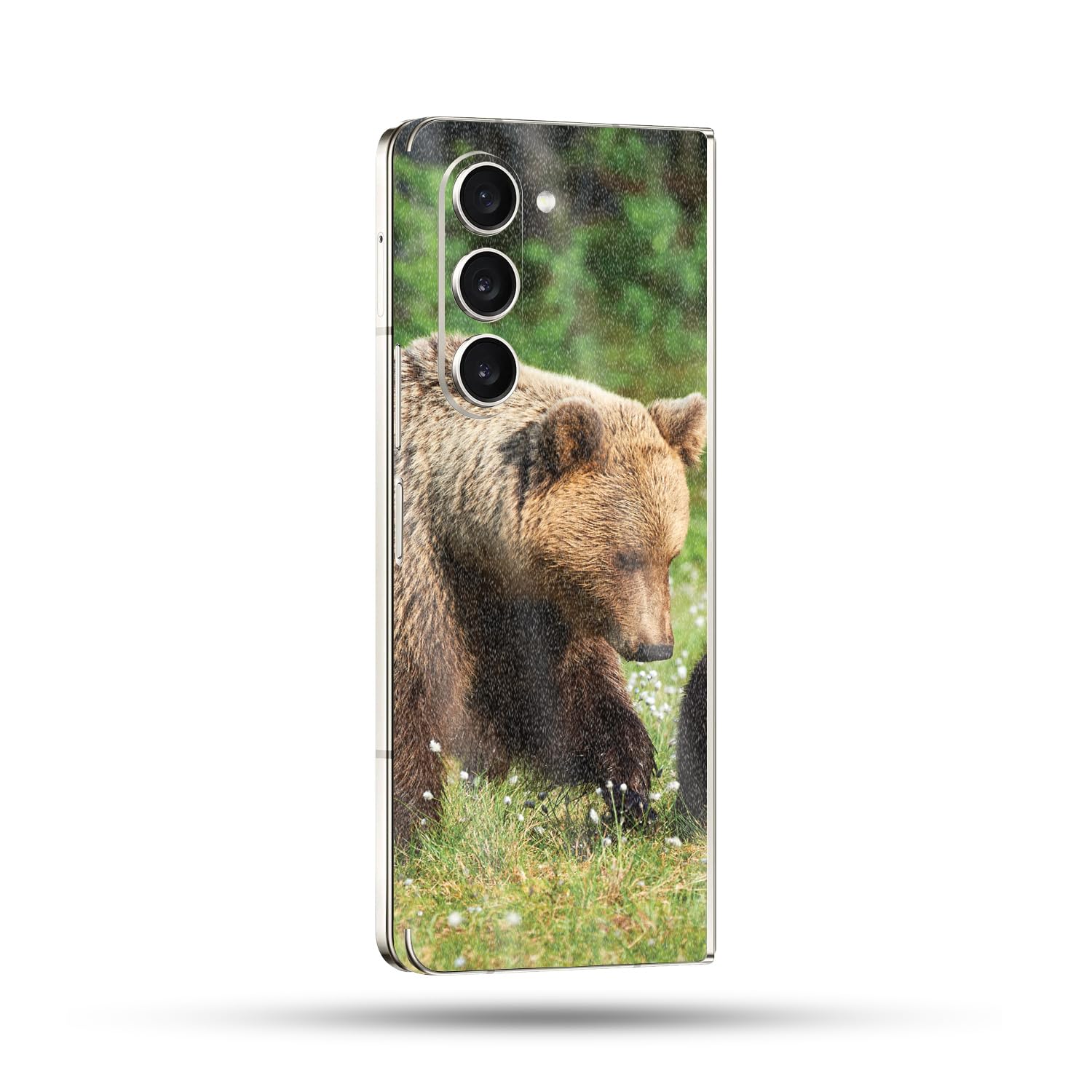 MightySkins Glossy Glitter Skin Compatible With Samsung Galaxy Z Fold 5 Full Wrap - Grizzly | Protective, Durable High-Gloss Glitter Finish | Easy to Apply, Remove, and Change Styles | Made in The USA