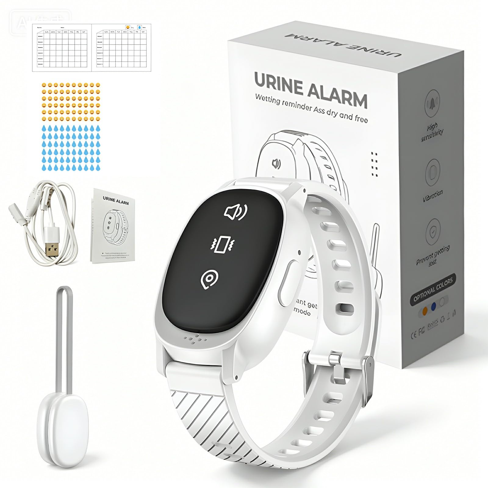 Wireless Bedwetting Alarm, Electric Pee Alarm with 3 Modes for Potty Training, Rechargeable Bed Wetting Alarm with High Sensitivity Sensor, Loud Sound & Strong Vibration for Boys Girls Adults Elderly