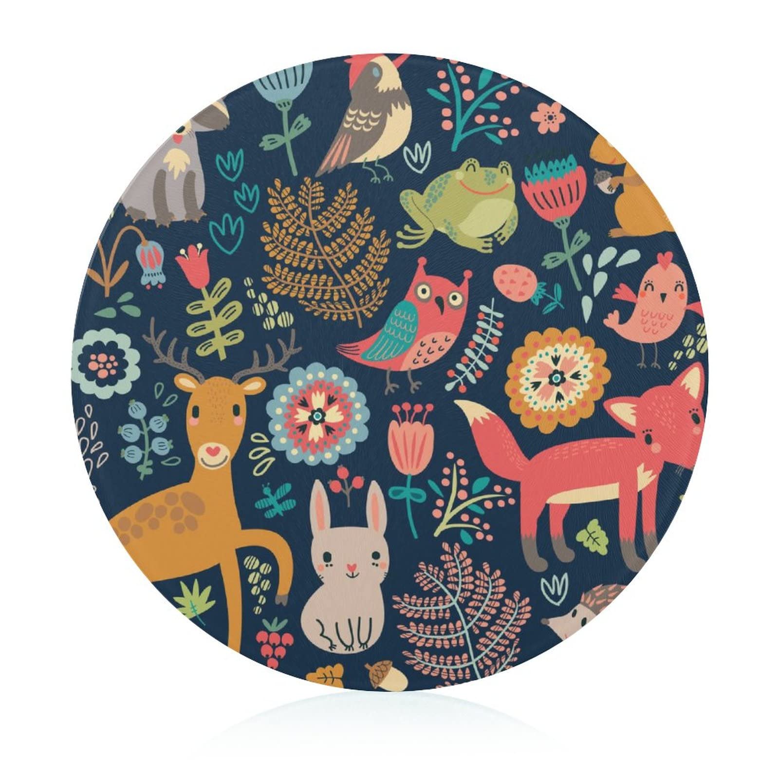Planche à découper en verre trempé hibou et renard, plaque de cuisine antidérapante