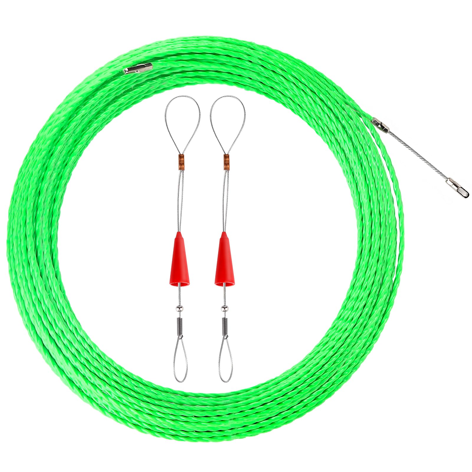 50M Aiguille Electricien, Tire Fils Electrique Aiguille Tire Fil avec 2 Ressorts de Guidage, Tire Cable Electrique Diamètre 4 mm pour Pose Conduit de Sol