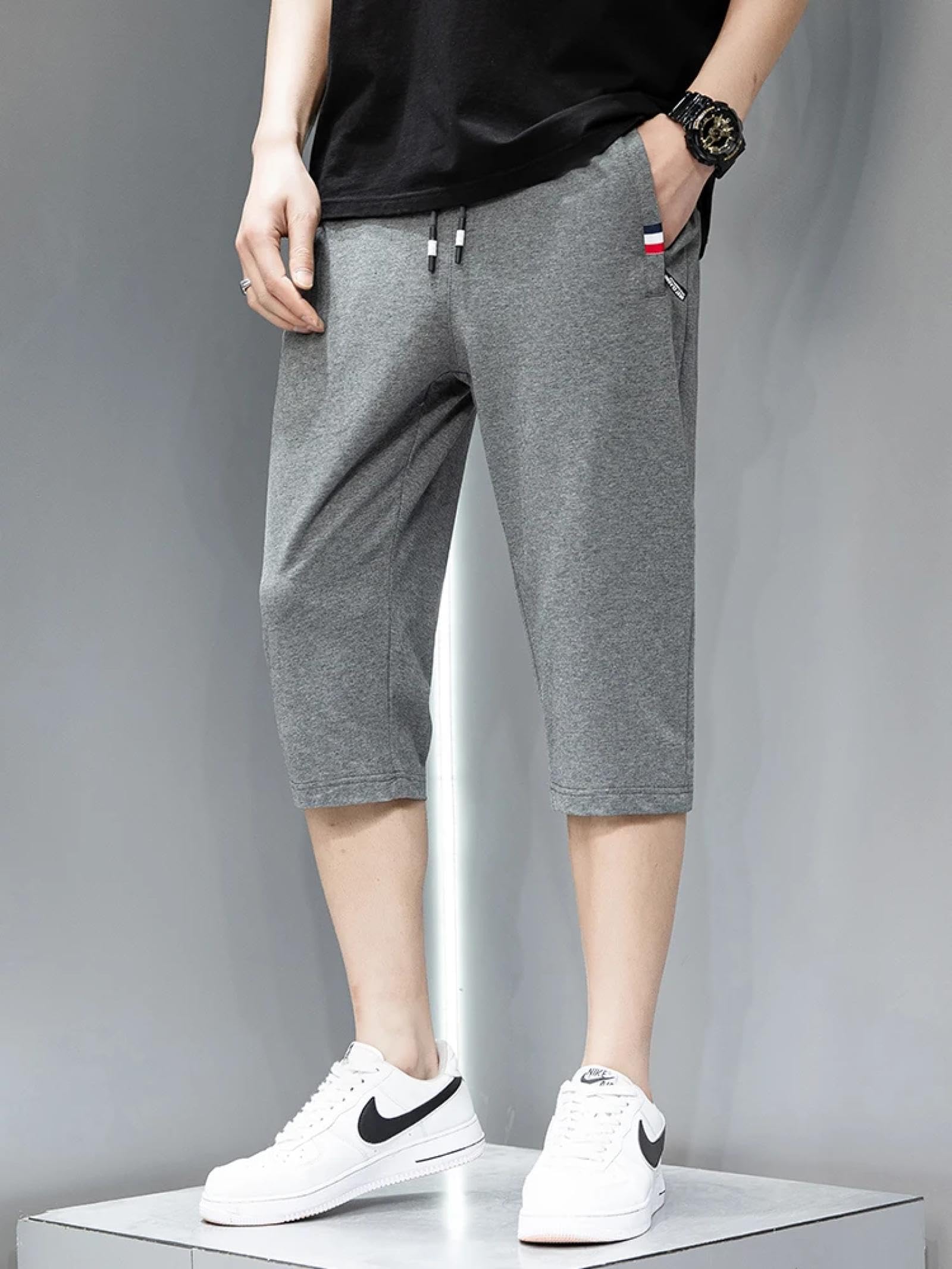 Herren Shorts Kurze Hose Cargo Jeans Running Outdoor Baumwolle Herren Sportshorts XL Blackrib