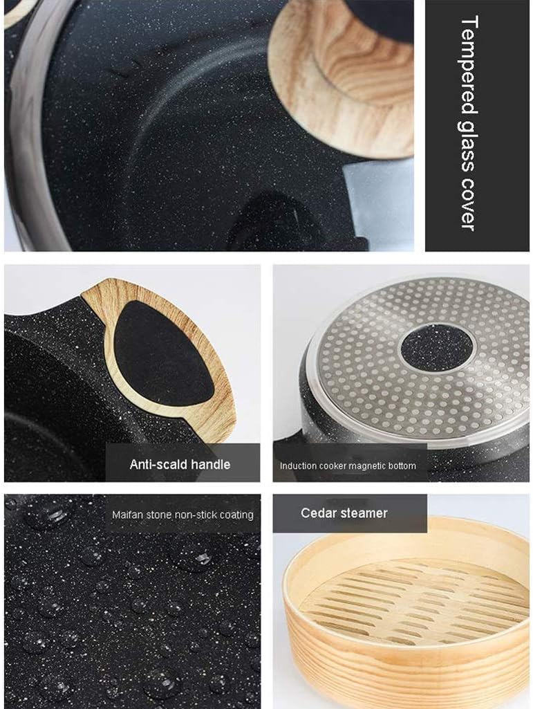 Maifan Stone Soup Pot Ear Pot Non-stick Pot Cooking Pot Steamer Ramen Pot Pot Aluminum Pot Induction Cooker Special Pot(28cm)