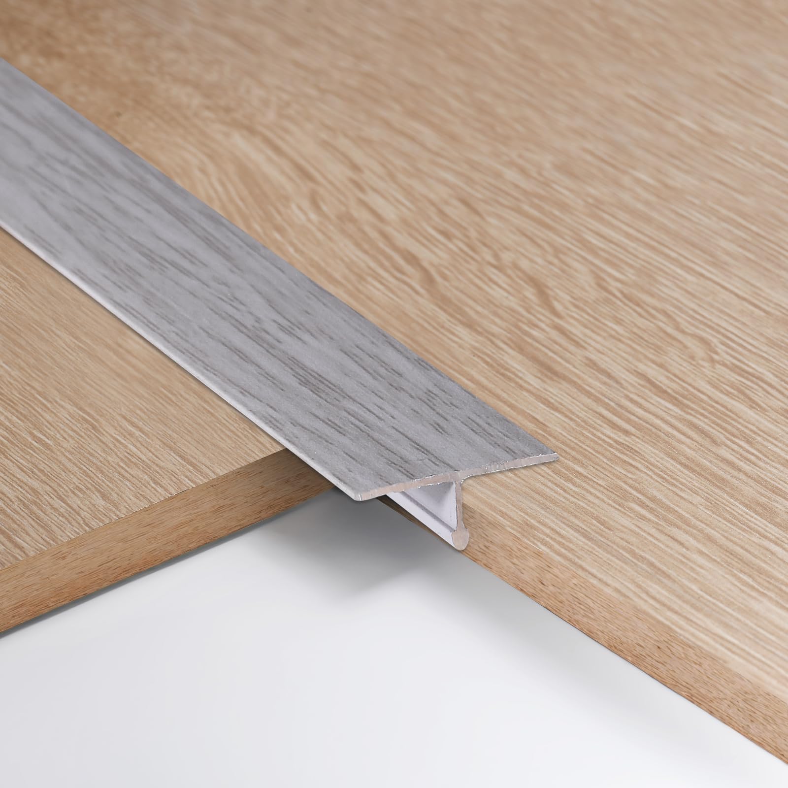 3pcs 2cm Aluminum T Molding Floor Transition Strip Metal Flat Divider Strip for Joining Floor Gaps Laminate Profile Flooring Edge Trim Cover Strips,0.9m Grey Oak