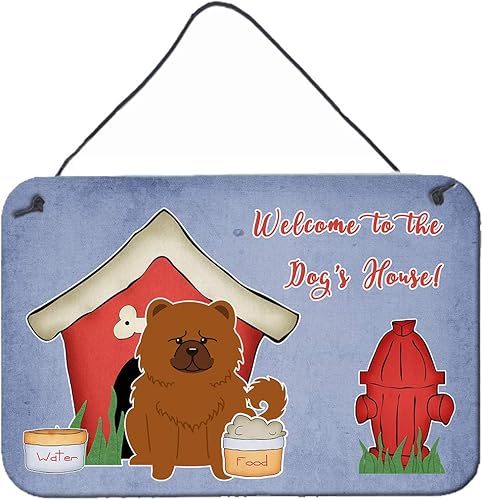 Caroline's Treasures BB2896DS812 Dog House Collection Chow Chow - Impresiones para colgar en la pared o la puerta, letrero de metal de aluminio para