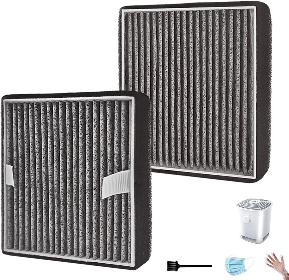 FRF105 Replacement Filters Compatible with Febreze OdorGrab FHT150W Air Cleaner, 2-Pack H13 True HEPA with Activated Carbon for Odor Reduction