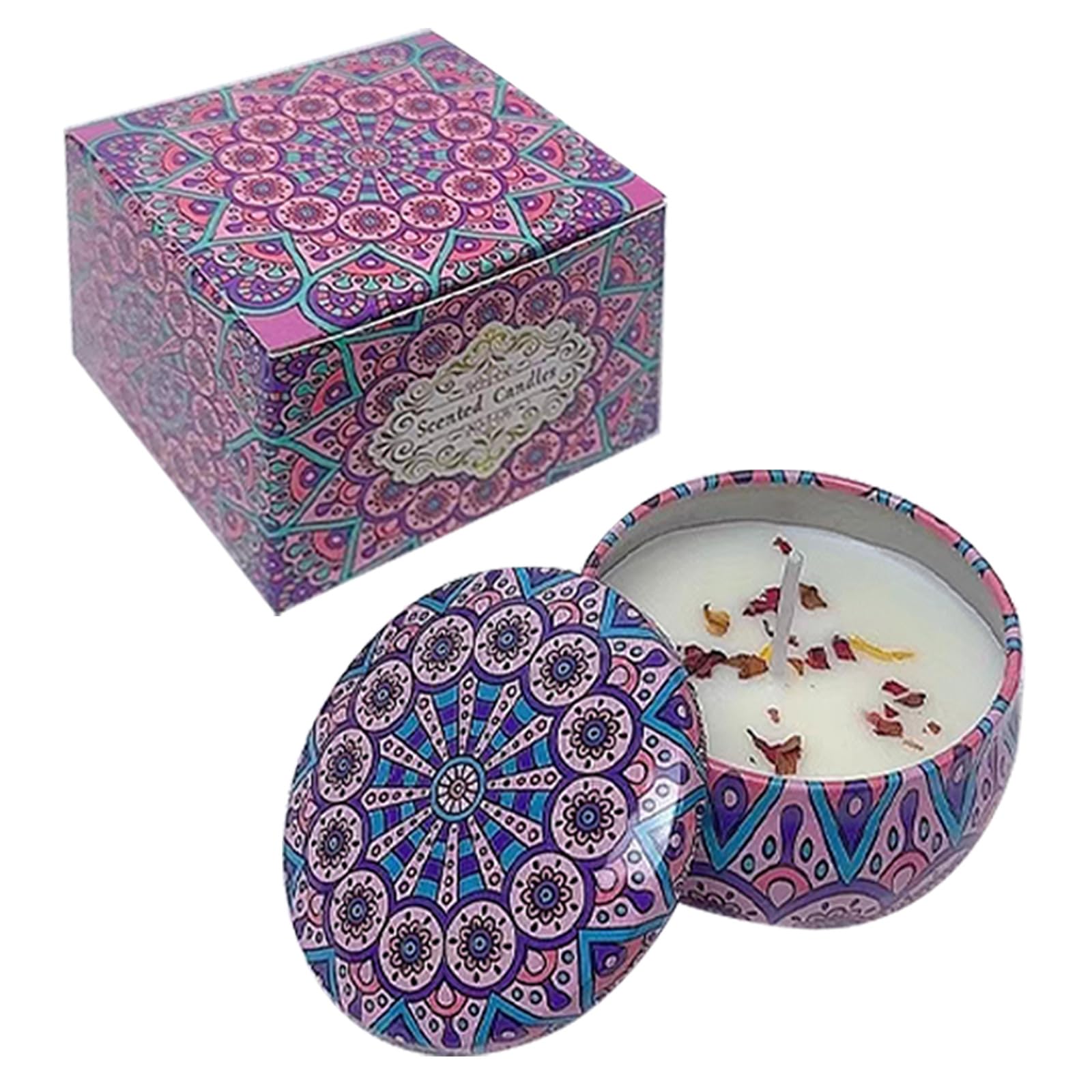 Hycsc Women's Multicolored Scented Candles, Blue Wind Chimes Aromatherapy Candles For Home, Long Burn Scented Candles With Lid, Sustainable Use Of Tin Boxes (Blue Wind Chimes)