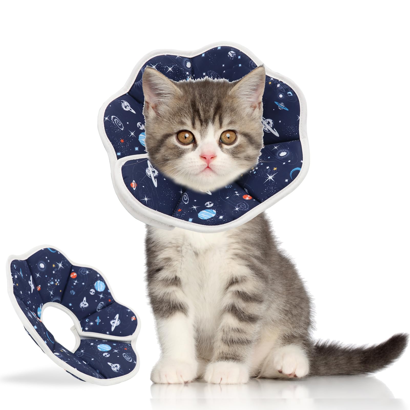 Soft Cat Cone, Adjustable Cat Recovery Collar After Surgery to Prevent Licking Wound, Protective Cat Neck Cone, Comfortable Pet Elizabethan Collar for Cats Kittens and Puppies (X-Small)