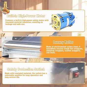 Electric Pasta Maker Machine 180/200/240 Model Noodle Cutter Machine, 110V/220V Stainless Steel Electric Noodle Making Pasta Maker, Commercial Dough Roller Noodle Cutting Machine(18mm flat knife)