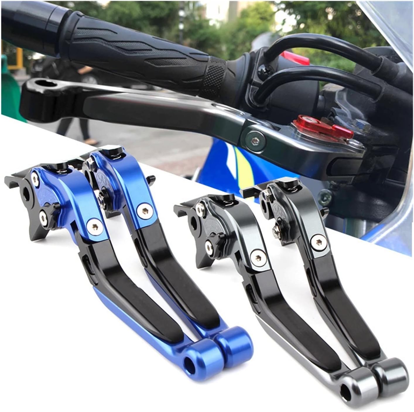 Compatible with M V AGU STA BRUTALE 989R BRUTALE 989 R 2008-2011 Motorcycle Folding Extendable CNC Moto Adjustable Clutch Brake Levers Extendable Levers(GrayBlackGray)