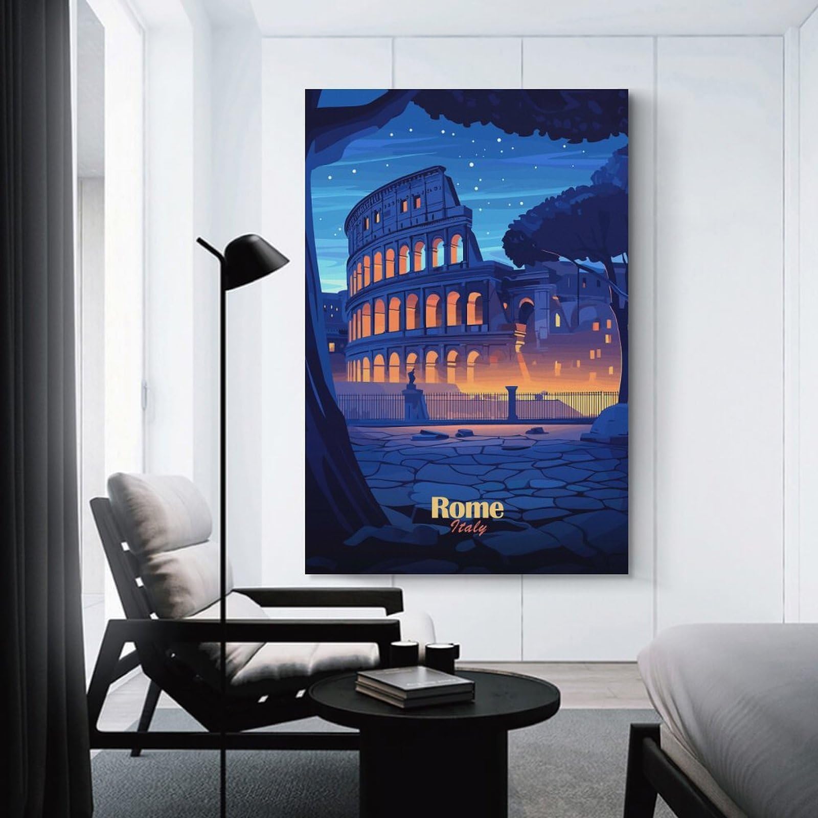 Junmoney Colosseum Night View(2) Room Decor Wall Art 24x36inch(60x90cm), for Bedroom, Guest Room Or Reading Nook, An Easy Wall Refresh for Bedrooms
