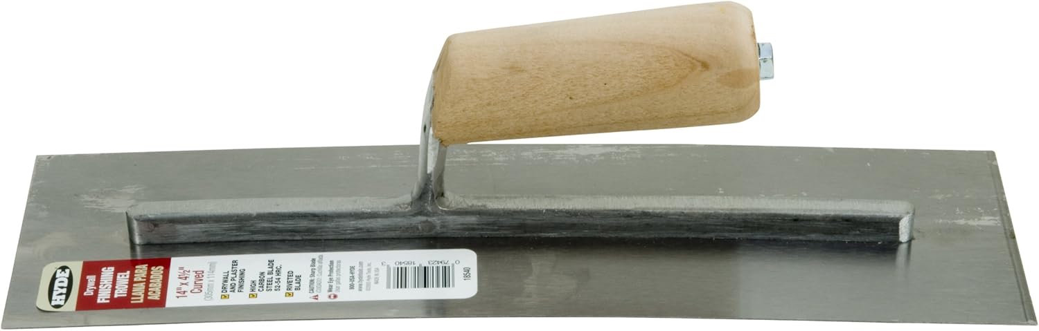 Hyde Tools 18540 14 by 4-1/2-Inch Carbon Steel Curved Finishing Trowel