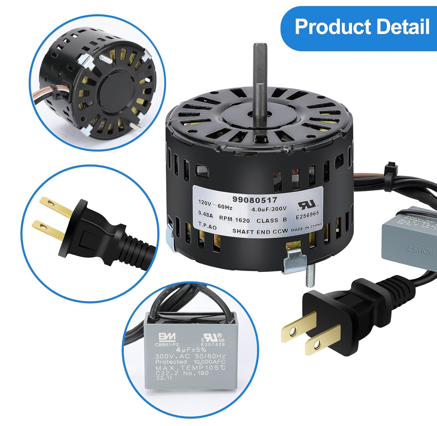 S99080517 99080517 Bathroom Fan Motor Replacement Parts - Quiet & Smooth Operation - Fits Models 696, 695, 674, 676, 678, 680, 680FL, 685, 710, 712, 714, 720, 721, 722, 750, 751, 676-D/2676F-A, 676F