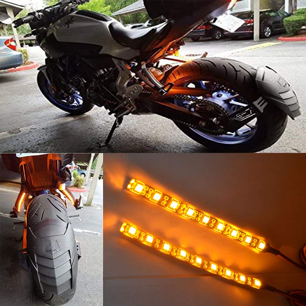Uniwersalne kierunkowskazy LED do motocykla, 2 szt., 5050, pasek wskaźników LED, bursztynowy kierunkowskaz LED, na zewnątrz, pomarańczowe, migające światło (9 LED)