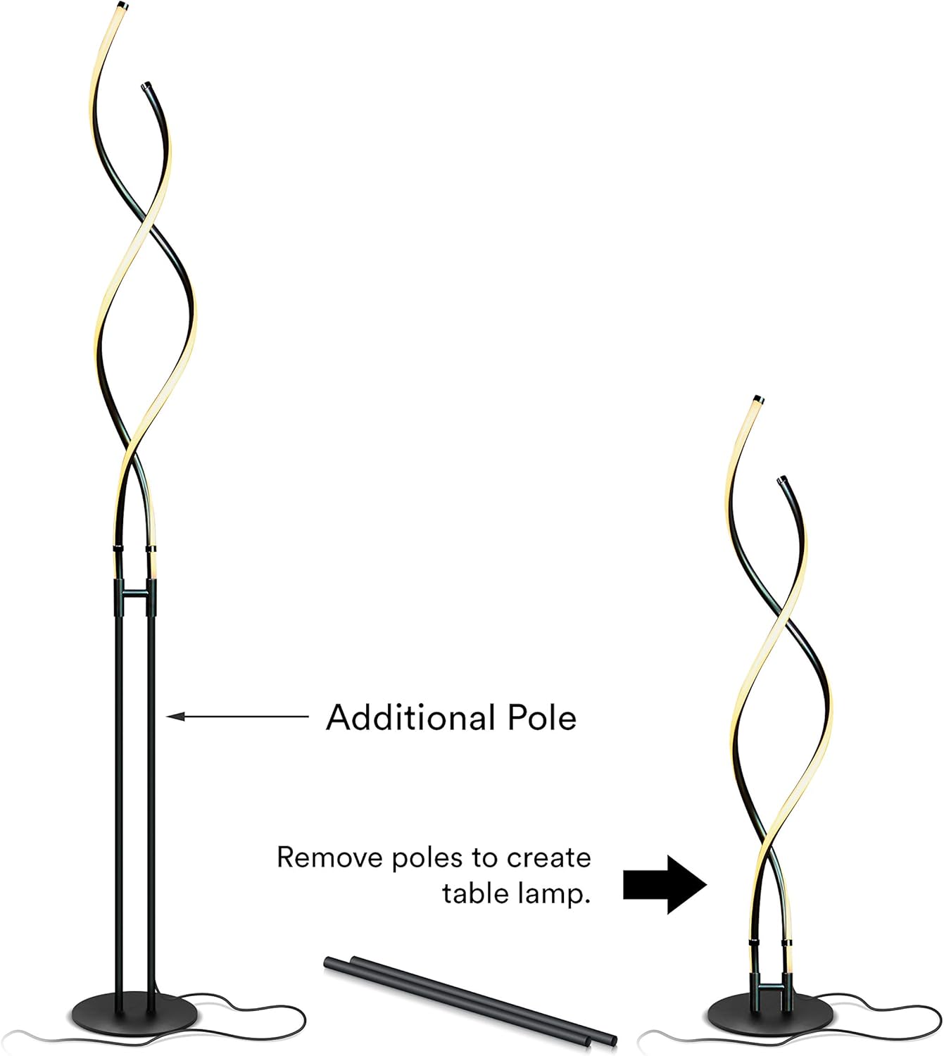 Embrace Adjustable 60" Black LED Energy-Efficient Floor Lamp