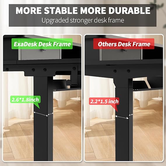 48 * 30 Inches Electric Standing Desk Adjustable Height with 4 Drawers, Double Storage Shelves Stand Up Desk, Home Office Workstation Sit Stand Desk (Classical Black)